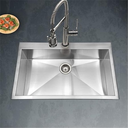 Houzer Houzer BLS-3322 Bellus Series Zero Radius Topmount Stainless Steel 1 Hole Large Single Kitchen Sink BLS-3322